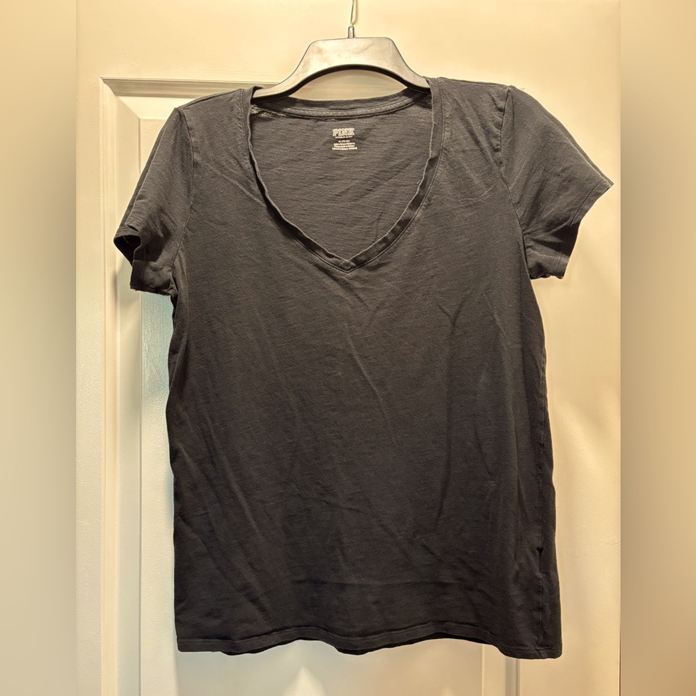 PINK Black V-Neck T-Shirt